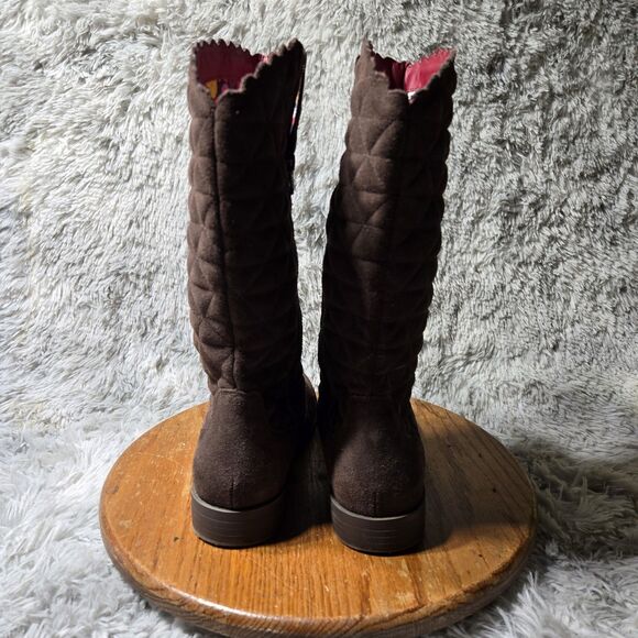 Lands Ends Womens Size 7M Brown Suede Tall Knee High Sweater Trim Heeled Boots - Picture 4 of 11